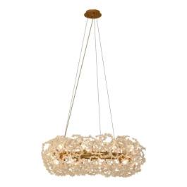 Pendente Ø60x30cm Metal e Cristal Dourado e Transparente