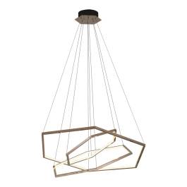 Pendente LED Sextavado Triplo 3000K 68W Bivolt 91x91cm Inox e Silicone Rosê