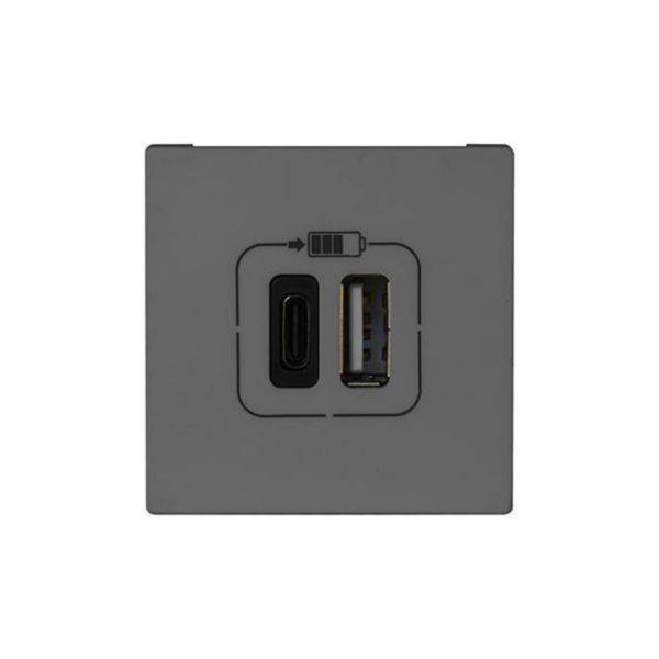 Carregador 2X USB Tipo A+C 3A 2M Cinza - Pial Plus+