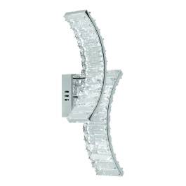 Arandela de Parede LED 3000K 12W Bivolt 41x14cm Metal e Cristal Cromado