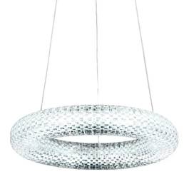 Pendente LED Redondo 3000K 65W Bivolt Ø62cm Metal e Cristal Cromado