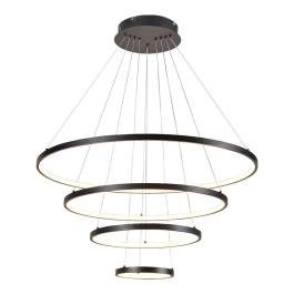 Pendente LED Quádruplo 3000K 125W Bivolt Ø80cm Metal e Silicone Preto