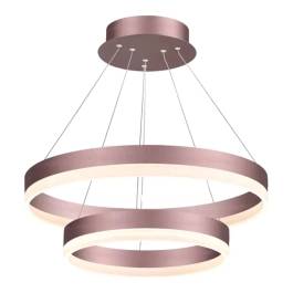 Pendente LED Redondo Duplo 3000K 90W Bivolt Ø60cm Metal e Acrílico Marrom