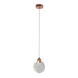 Pendente LED 3000K 5W Bivolt Ø13cm Metal e Cristal Rosê