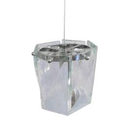 Pendente Ø15x15cm Metal e Vidro Cromado