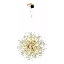 Pendente Ø50cm Metal e Cristal Dourado