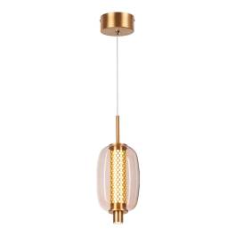 Pendente LED 3000K 11W Bivolt Ø14x21cm Metal e Vidro Champanhe