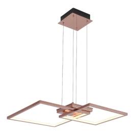 Pendente LED Quadrado 3000K 38W Bivolt 12x57x57cm Inox e Silicone Rose