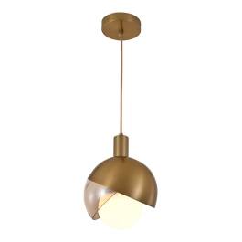 Pendente Ø20x20cm Metal e Vidro Bronze e Conhaque