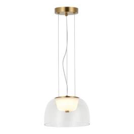 Pendente LED 3000K 12W Bivolt Ø22x13cm Metal e Vidro Bronze e Transparente