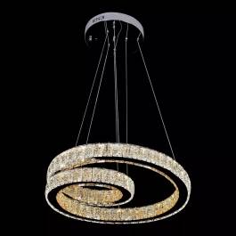 Pendente LED 3000K/4000K/6000K Multitemperatura 72W Bivolt Ø50cm Metal e Cristal Cromado