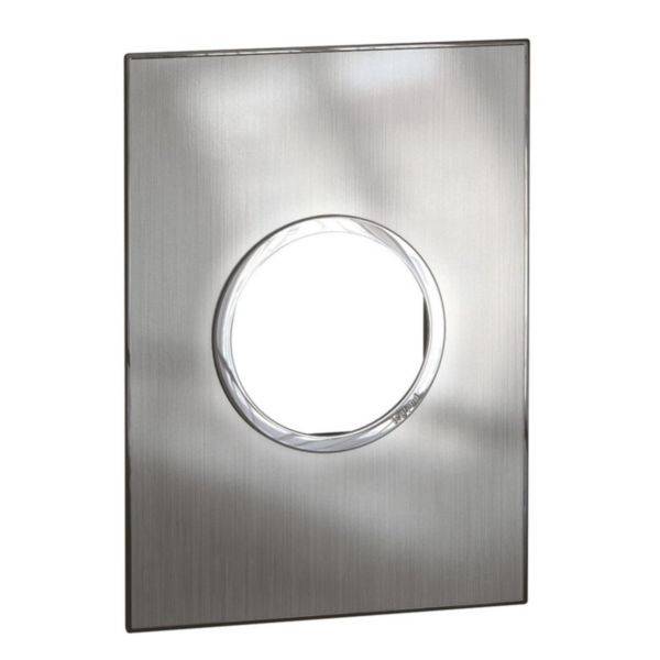 Arteor - Placa 2 postos 4x2 redondos - Aço inoxidável escovado - Instalação horizontal/vertical - Fecho rápido