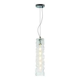 Pendente 50xØ12cm Metal e Vidro Cromado e Transparente