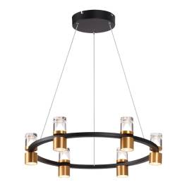 Pendente LED Redondo 3000K 36W Bivolt Ø60cm Metal e Acrílico Dourado e Preto