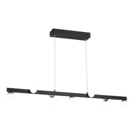 Pendente LED 3000K 25W Bivolt 10x90cm Metal e Acrílico Preto e Champanhe