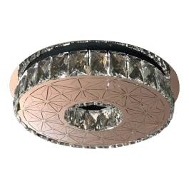 Plafon de Sobrepor LED Redondo 3000K/4000K/6000K Multitemperatura 36W Bivolt Ø45cm Inox e Cristal Cromado e Transparente