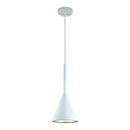 Pendente Cônico Ø15x35cm Metal e Concreto Branco