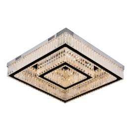 Plafon de Sobrepor LED Quadrado 3000K 56W Bivolt 60x60cm Inox e Cristal Cromado