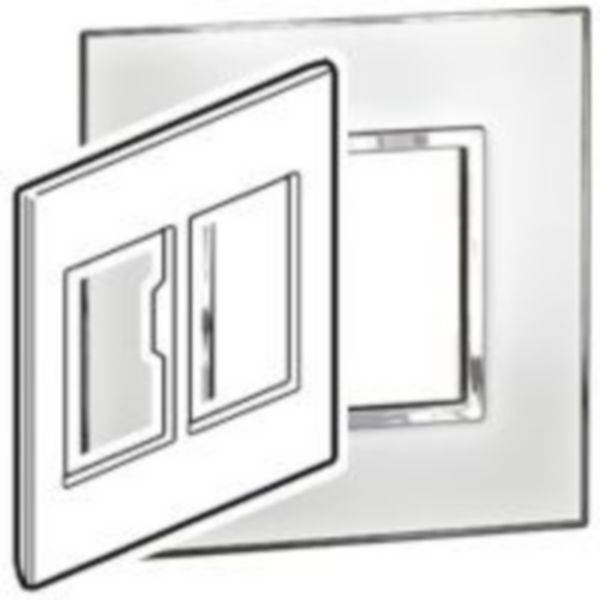 Arteor - Placa 2x3 modulos 4x4inches quadrada - Espelho branco - Instalação à face - Fecho rápido