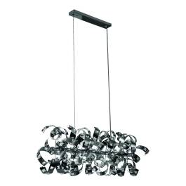 Pendente Retangular 38x110x38cm Inox e Cristal Cromado e Transparente