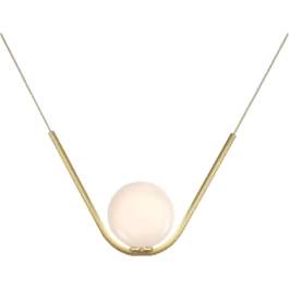 Pendente 55x35cm Metal e Vidro Dourado e Fosco