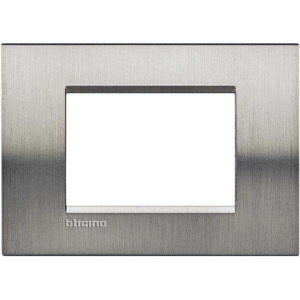 Placa Quadrada 3 Postos 4X2 - Acciaio Spazzolato