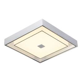 Plafon de Sobrepor LED Quadrado 3000K 24W Bivolt 44x44x9cm Metal e Vidro Cromado