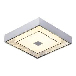Plafon de Sobrepor LED Quadrado 3000K 16W Bivolt 34x34x9cm Metal e Vidro Cromado
