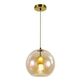 Pendente Ø25cm Metal e Vidro Bronze e Âmbar