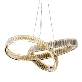 Pendente LED 3000K 72W Bivolt Ø80cm Metal e Cristal Dourado