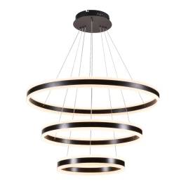Pendente LED Redondo Triplo 3000K 226W Bivolt Ø80cm Metal e Acrílico Preto