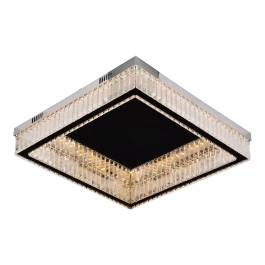 Plafon de Sobrepor LED Quadrado 3000K 40W Bivolt 60x60cm Inox e Cristal Cromado