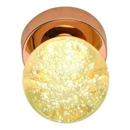 Plafon de Sobrepor LED 3000K 5W Bivolt Ø10x14cm Metal e Cristal Dourado