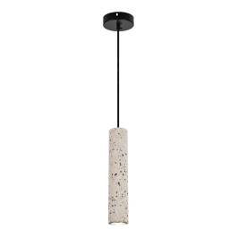 Pendente Cilíndrico Ø6x30cm Metal e Concreto Branco