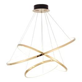 Pendente LED Redondo Triplo 3000K 55W Bivolt Ø80cm Inox e Silicone Champanhe