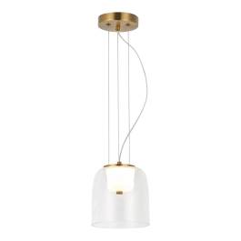 Pendente LED 3000K 7W Bivolt Ø16x17cm Metal e Vidro Bronze e Transparente