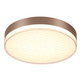Plafon de Sobrepor LED Redondo 3000K 50W Bivolt Ø48x9cm Metal e Acrílico Dourado