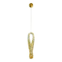 Pendente LED 3000K 12W Bivolt 45cm Metal e Cristal Dourado