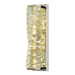 Arandela de Parede LED Retangular 3000K 20W Bivolt 45x15cm Inox e Cristal Dourado e Transparente