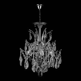 Lustre Pendente Ø40x45cm Metal e Cristal Cromado e Transparente
