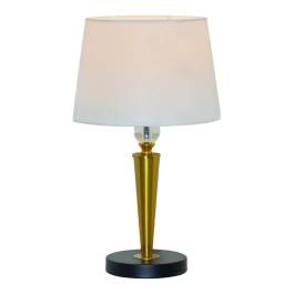 Abajur 47xØ25cm Metal, Cristal e Linho Bronze, Preto e Branco