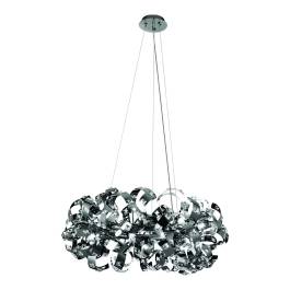 Pendente Redondo Ø80x40cm Inox e Cristal Cromado e Transparente