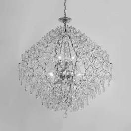 Lustre Pendente Ø80cm Metal e Cristal Cromado