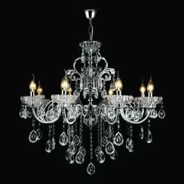 Lustre Pendente 18 Braços Ø100x120cm Metal e Cristal Cromado e Transparente - Sindora Iluminação DCD00405-12+6