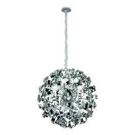 Pendente Redondo Ø80cm Inox e Cristal Cromado e Transparente