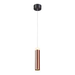 Pendente LED Cilíndrico 3000K 7W Bivolt Ø4x20cm Alumínio e Acrílico Bronze