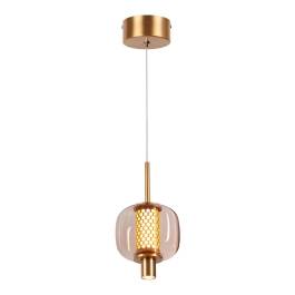 Pendente LED 3000K 8W Bivolt Ø14x11cm Metal e Vidro Champanhe