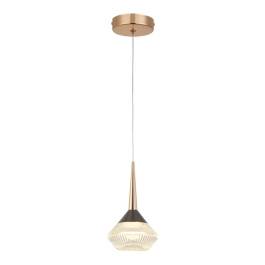 Pendente LED 3000K 5W Bivolt Ø13x22,5cm Metal e Cristal Dourado e Preto