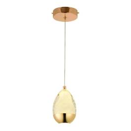 Pendente LED 3000K 5W Bivolt Ø11x14cm Metal e Cristal Dourado e Transparente