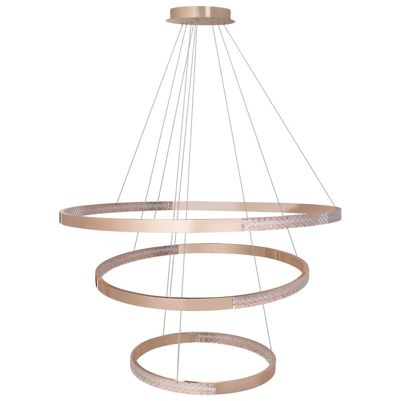 Pendente Led Tres Aros Dourado 50w 3000k Roma